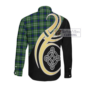 Blackadder Tartan Long Sleeve Button Shirt with Family Crest and Celtic Symbol Style Men's Shirt - Tartan Vibes Clothing