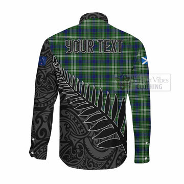 Blackadder Crest Tartan Long Sleeve Button Shirt with New Zealand Silver Fern Half Style Men's Shirt - Tartan Vibes Clothing