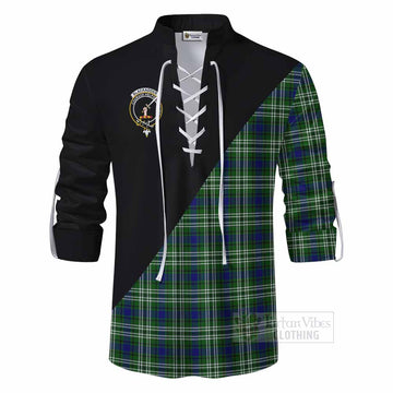 Blackadder Tartan Ghillie Kilt Shirt with Family Crest and Military Logo Style - Tartan Vibes Clothing