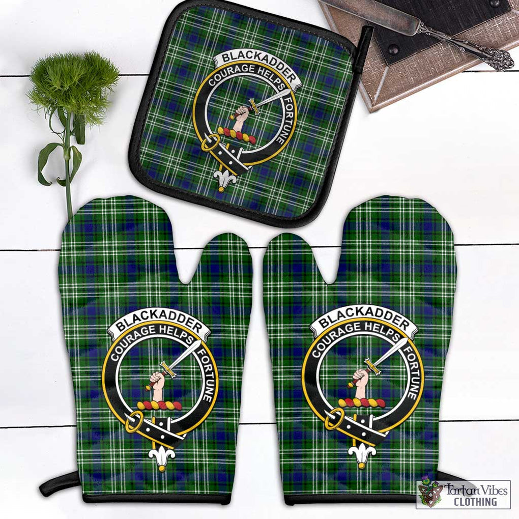 Blackadder Tartan Combo Oven Mitt & Pot-Holder with Family Crest Black - Tartan Vibes Clothing