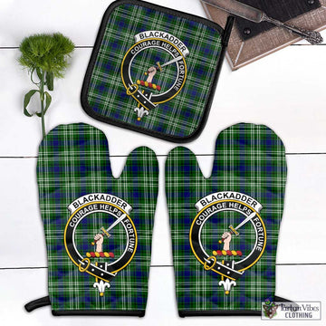 Blackadder Tartan Combo Oven Mitt & Pot-Holder with Family Crest Black - Tartan Vibes Clothing