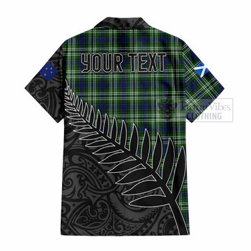 Blackadder Crest Tartan Hawaiian Shirt with New Zealand Silver Fern Half Style - Tartan Vibes Clothing