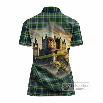 Blackadder Tartan Family Crest Women's Polo Shirt with Scottish Ancient Castle Style - Tartan Vibes Clothing