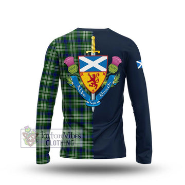 Blackadder Tartan Long Sleeve T-Shirt Alba with Scottish Lion Royal Arm Half Style - Tartan Vibes Clothing