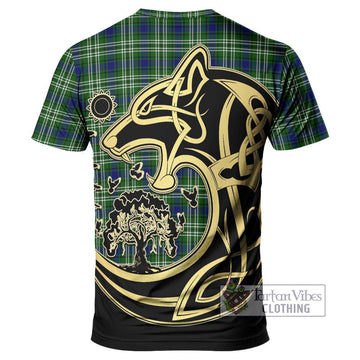 Blackadder Tartan T-Shirt with Family Crest Celtic Wolf Style - Tartan Vibes Clothing