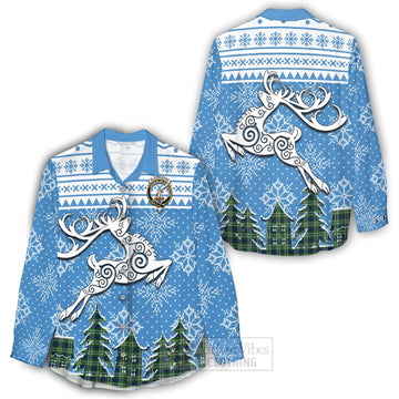 Blackadder Clan Christmas Women's Casual Shirt Celtic Reindeer Style - Tartan Vibes Clothing