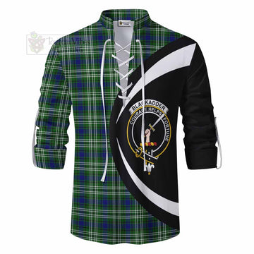 Blackadder Tartan Ghillie Kilt Shirt with Family Crest Circle Style - Tartan Vibes Clothing