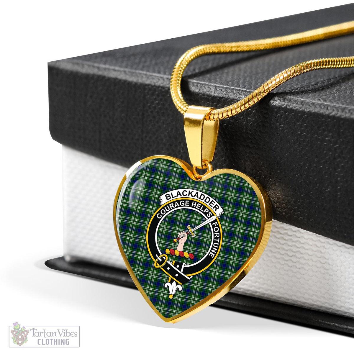 Blackadder Tartan Heart Necklace with Family Crest - Tartan Vibes Clothing