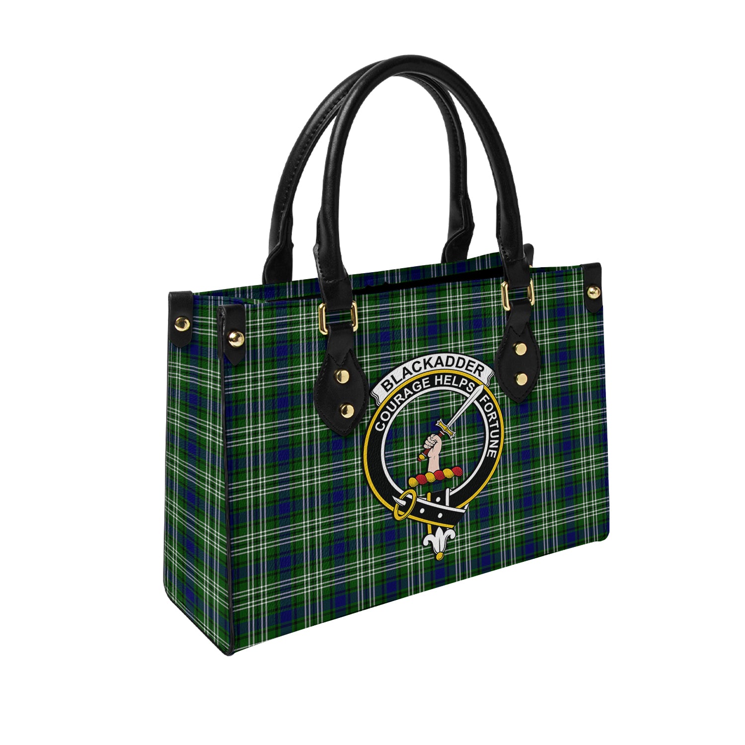 Blackadder Tartan Leather Bag with Family Crest - Tartanvibesclothing