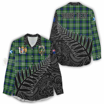Blackadder Crest Tartan Women's Casual Shirt with New Zealand Silver Fern Half Style - Tartan Vibes Clothing