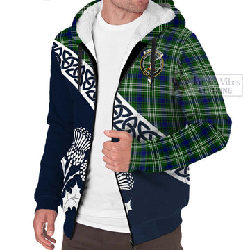 Blackadder Tartan Sherpa Hoodie Featuring Thistle and Scotland Map - Tartan Vibes Clothing