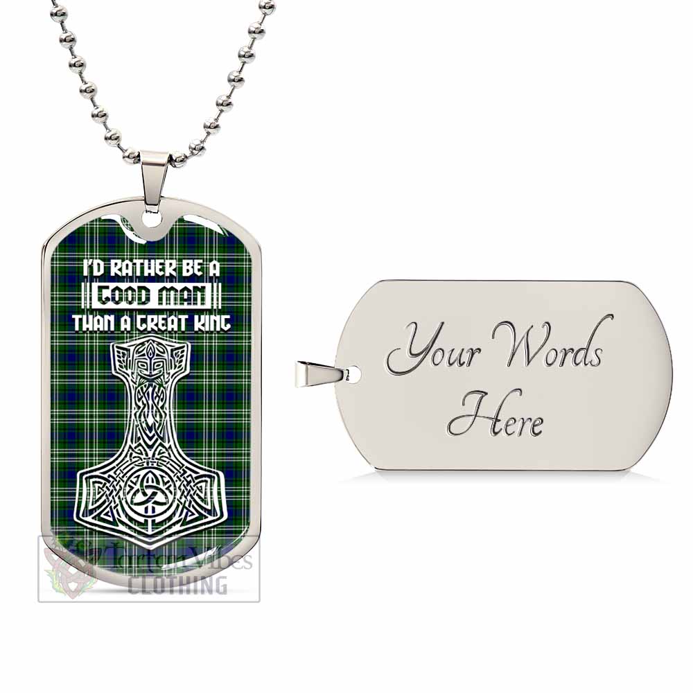 Blackadder Tartan Dog Tag Necklace Viking Mjolnir Style Silver Yes - Tartan Vibes Clothing