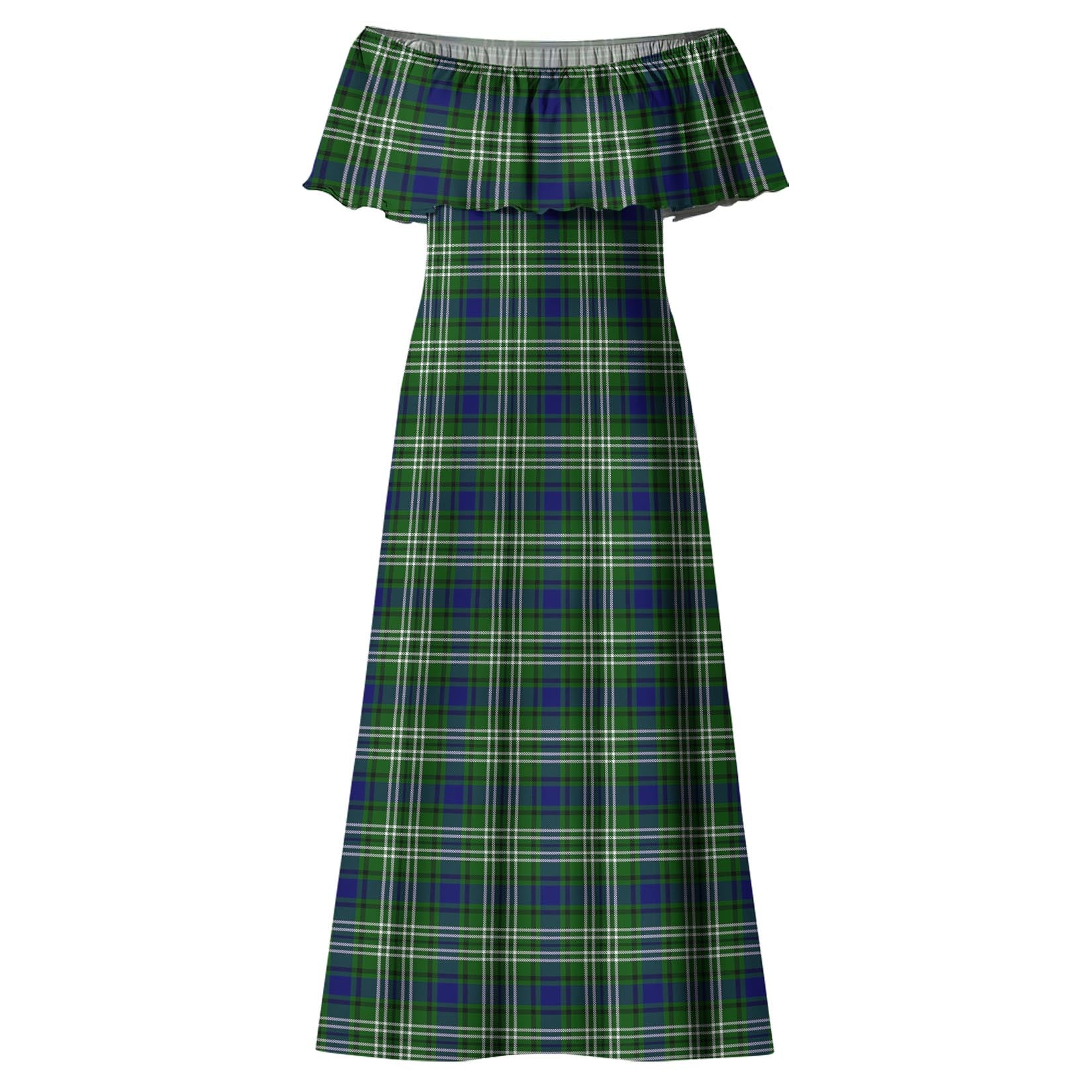 Blackadder Tartan Off Shoulder Long Dress - Tartanvibesclothing