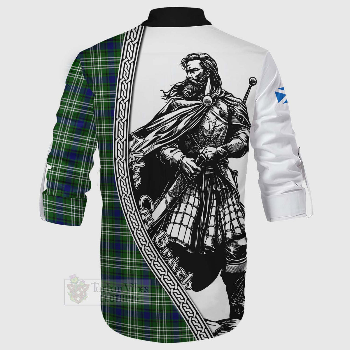 Blackadder Tartan Clan Crest Ghillie Kilt Shirt with Highlander Warrior Celtic Style - Tartan Vibes Clothing