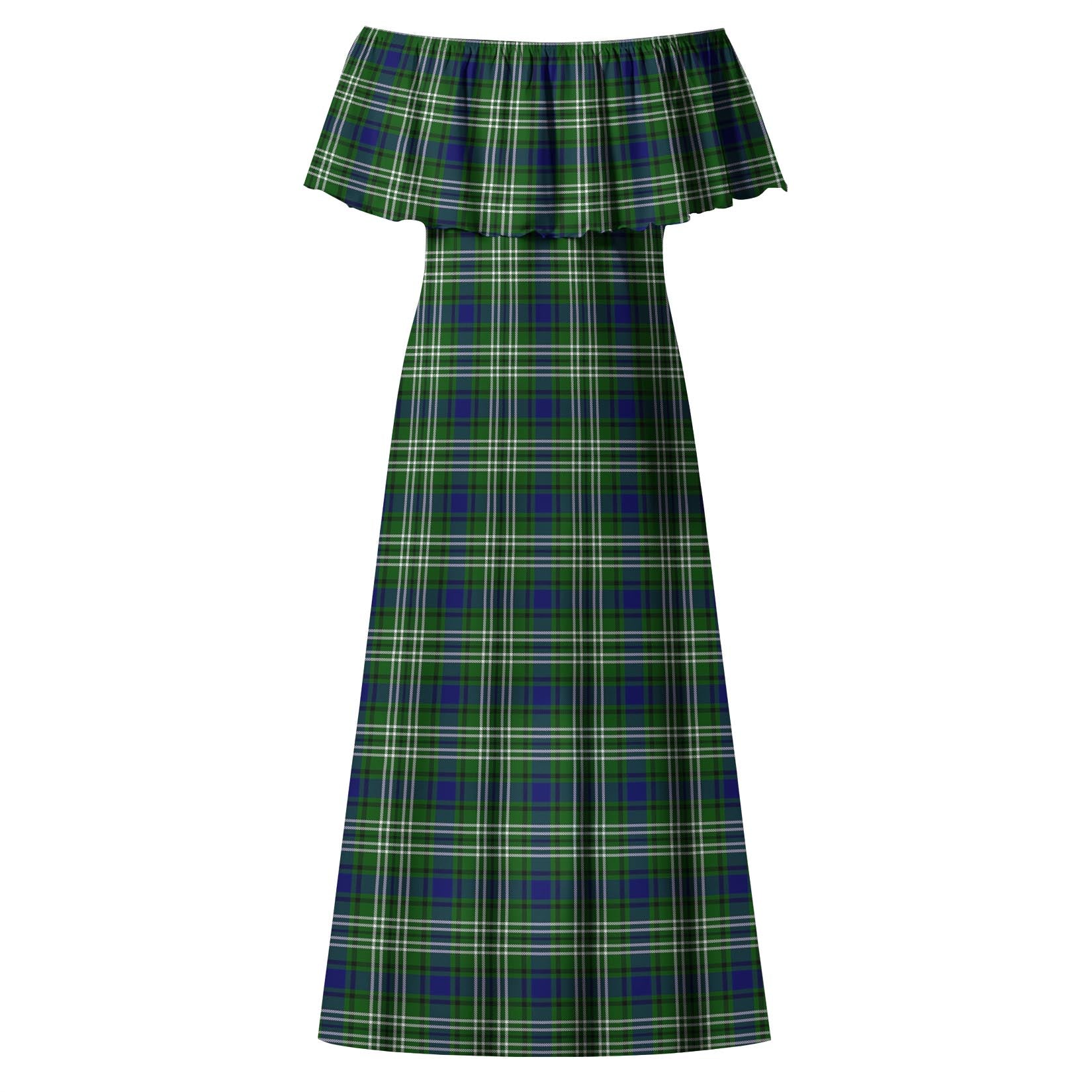 Blackadder Tartan Off Shoulder Long Dress - Tartanvibesclothing