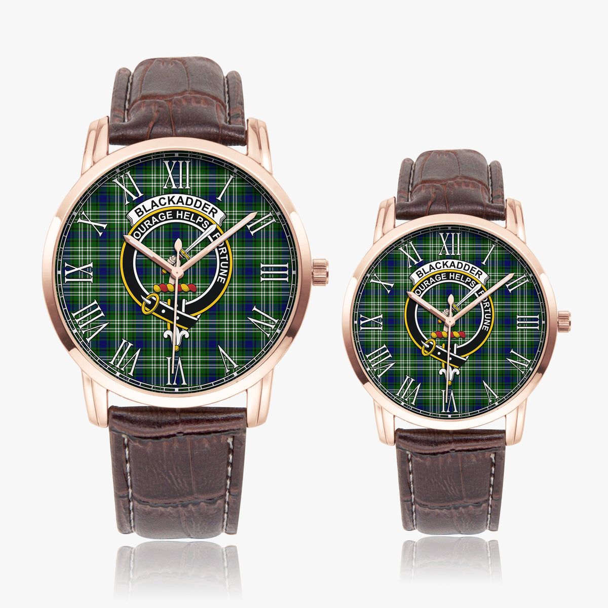 Blackadder Tartan Family Crest Leather Strap Quartz Watch - Tartan Vibes Clothing