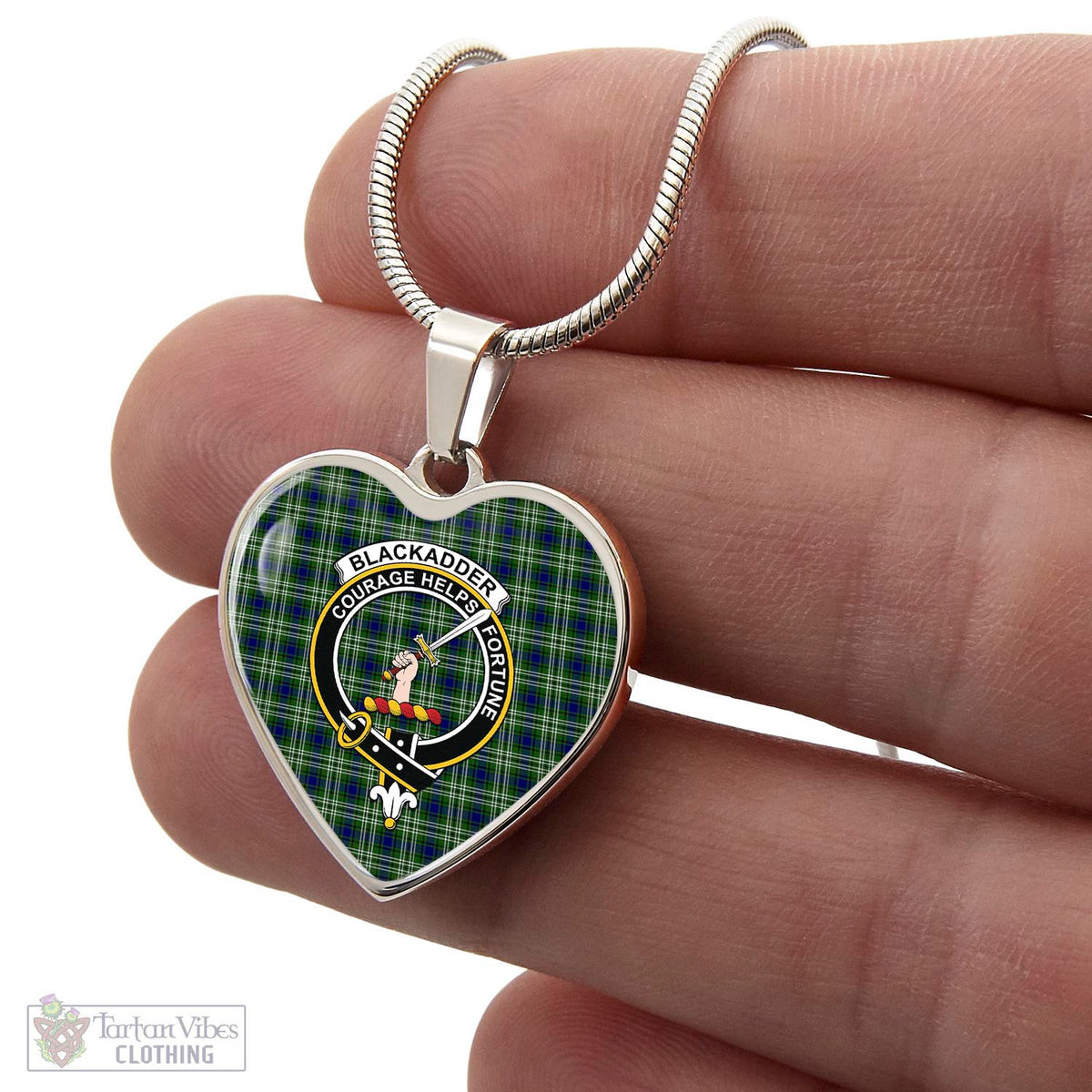 Blackadder Tartan Heart Necklace with Family Crest - Tartan Vibes Clothing