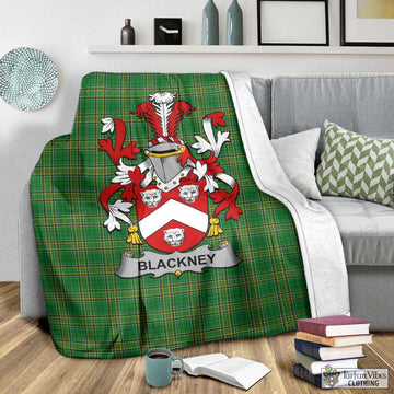 Blackney Irish Clan Tartan Blanket with Coat of Arms