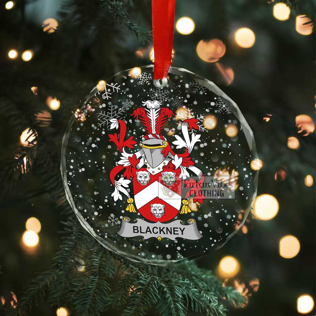 Tartan Vibes Clothing Blackney Irish Clan Christmas Glass Ornament with Coat of Arms