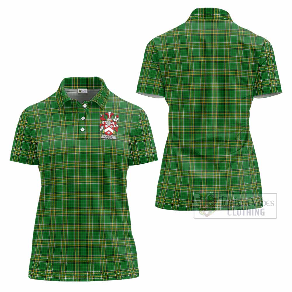 Blackney Irish Clan Tartan Women's Polo Shirt with Coat of Arms