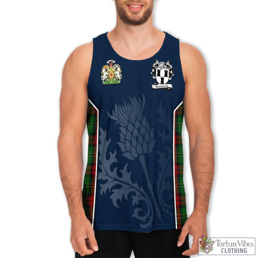 Tartan Vibes Clothing Blackstock Hunting Tartan Men's Tanks Top with Family Crest and Scottish Thistle Vibes Sport Style