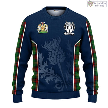 Blackstock Hunting Tartan Knitted Sweatshirt with Family Crest and Scottish Thistle Vibes Sport Style