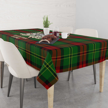 Blackstock Hunting Tartan Tablecloth with Clan Crest and the Golden Sword of Courageous Legacy - Tartan Vibes Clothing