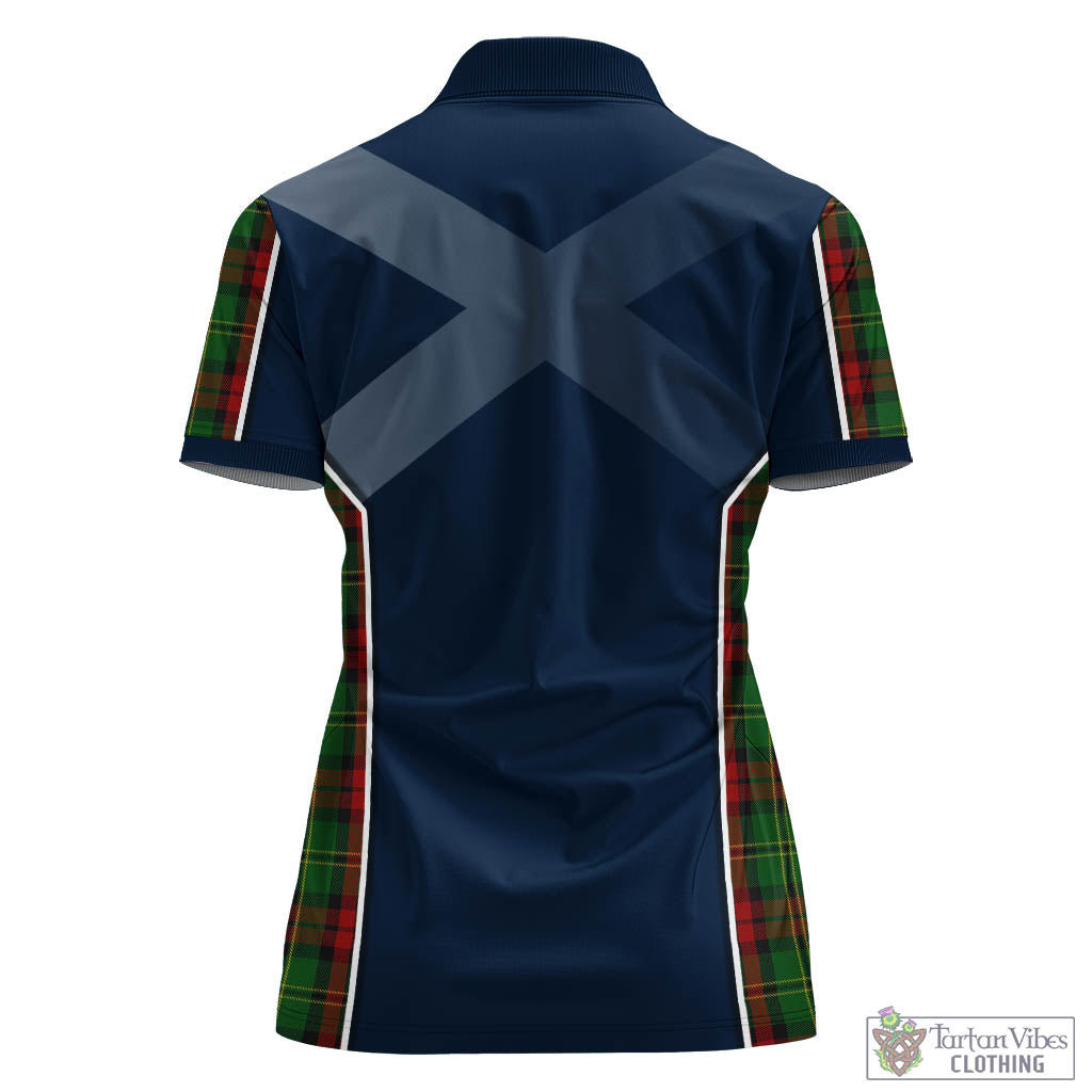 Tartan Vibes Clothing Blackstock Hunting Tartan Women's Polo Shirt with Family Crest and Scottish Thistle Vibes Sport Style