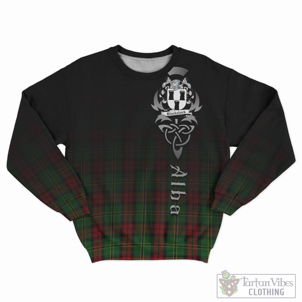 Tartan Vibes Clothing Blackstock Hunting Tartan Sweatshirt Featuring Alba Gu Brath Family Crest Celtic Inspired