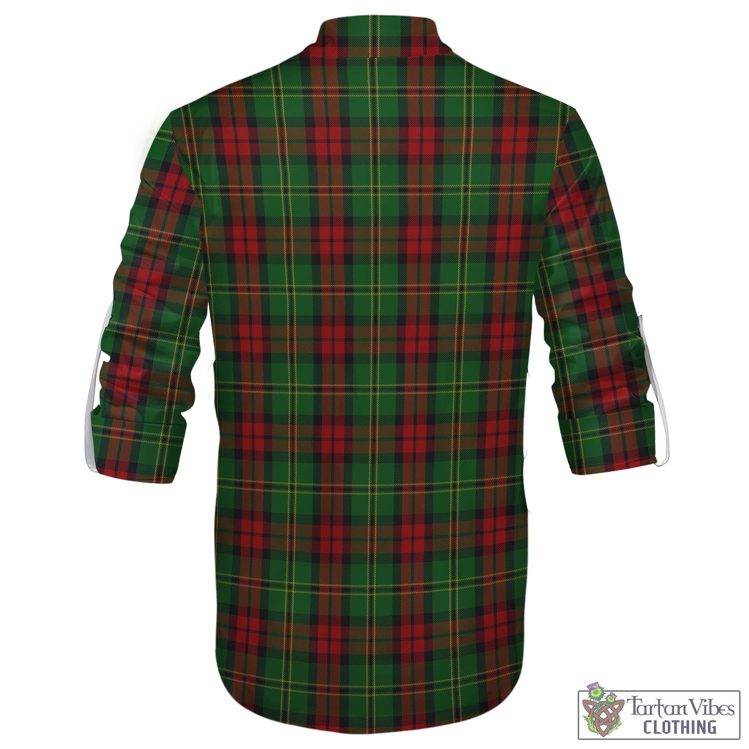 Tartan Vibes Clothing Blackstock Hunting Tartan Men's Scottish Traditional Jacobite Ghillie Kilt Shirt with Family Crest