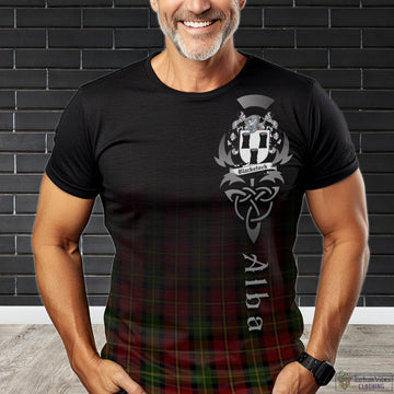 Blackstock Red Dress Tartan T-Shirt Featuring Alba Gu Brath Family Crest Celtic Inspired