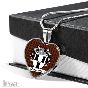 Blackstock Red Dress Tartan Heart Necklace with Family Crest