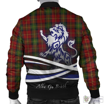 Blackstock Red Dress Tartan Bomber Jacket with Alba Gu Brath Regal Lion Emblem