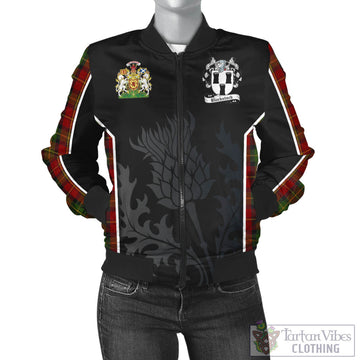 Blackstock Red Dress Tartan Bomber Jacket with Family Crest and Scottish Thistle Vibes Sport Style