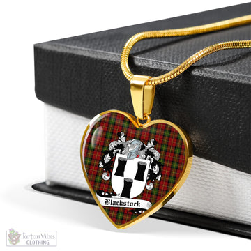 Blackstock Red Dress Tartan Heart Necklace with Family Crest