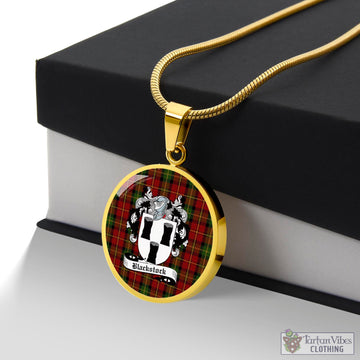 Blackstock Red Dress Tartan Circle Necklace with Family Crest