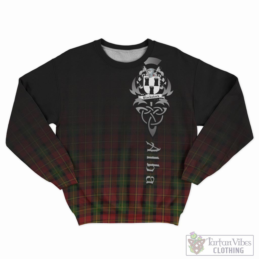 Tartan Vibes Clothing Blackstock Red Dress Tartan Sweatshirt Featuring Alba Gu Brath Family Crest Celtic Inspired