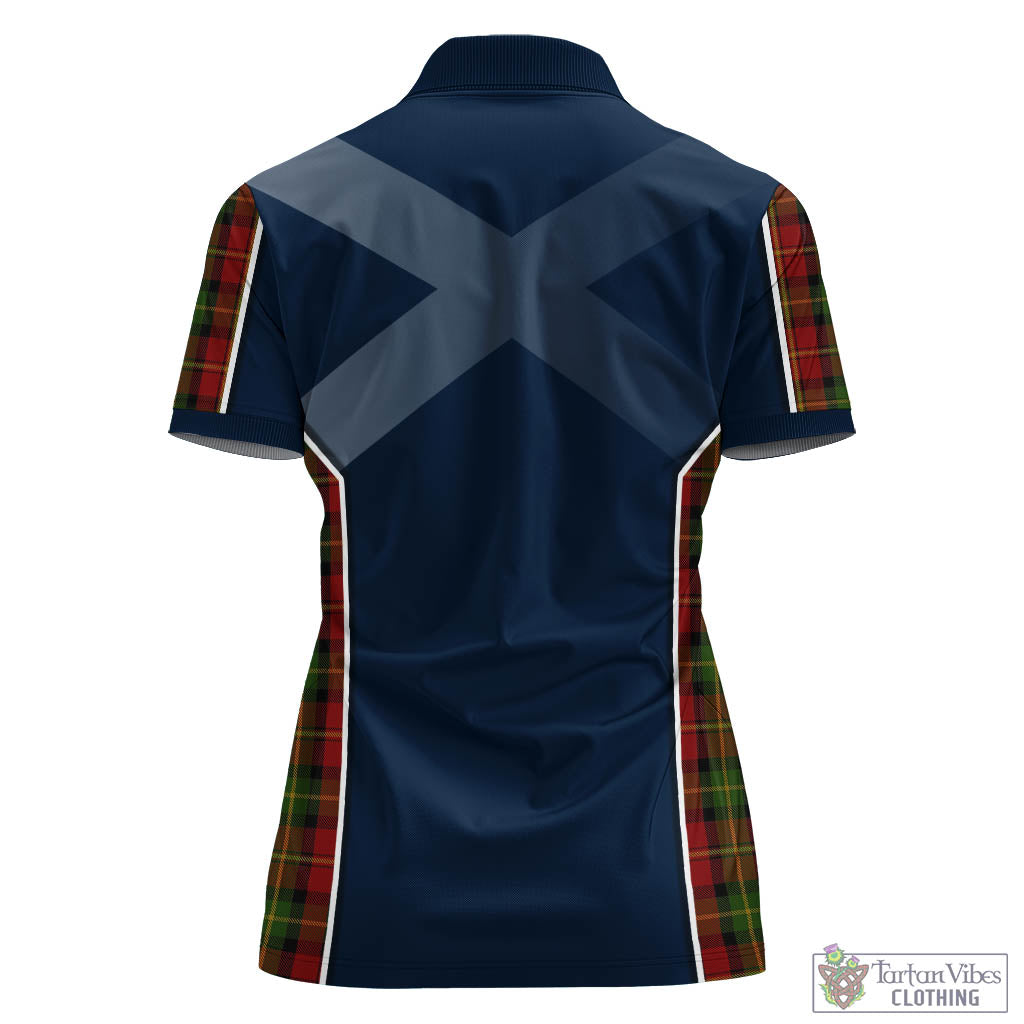 Tartan Vibes Clothing Blackstock Red Dress Tartan Women's Polo Shirt with Family Crest and Scottish Thistle Vibes Sport Style