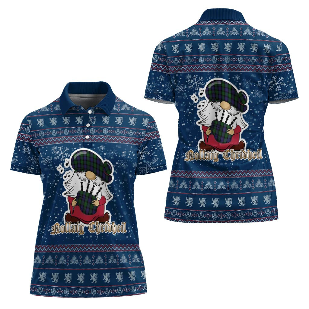 Blair Clan Christmas Family Polo Shirt with Funny Gnome Playing Bagpipes - Tartanvibesclothing
