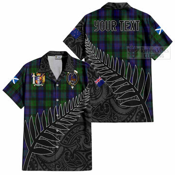 Blair Crest Tartan Short Sleeve Button Shirt with New Zealand Silver Fern Half Style