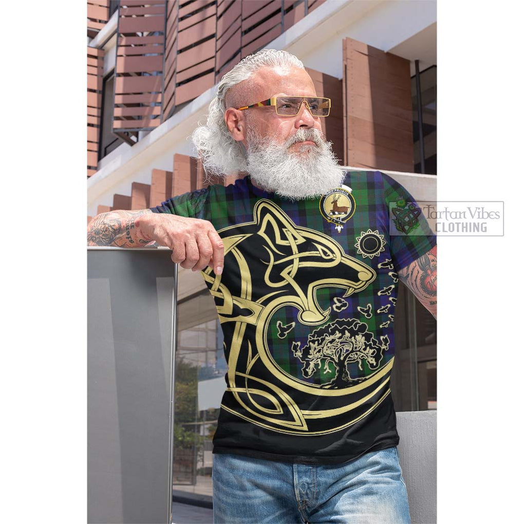 Tartan Vibes Clothing Blair Tartan Cotton T-shirt with Family Crest Celtic Wolf Style