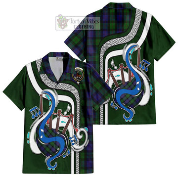 Blair Tartan Short Sleeve Button Shirt with Epic Bagpipe Style