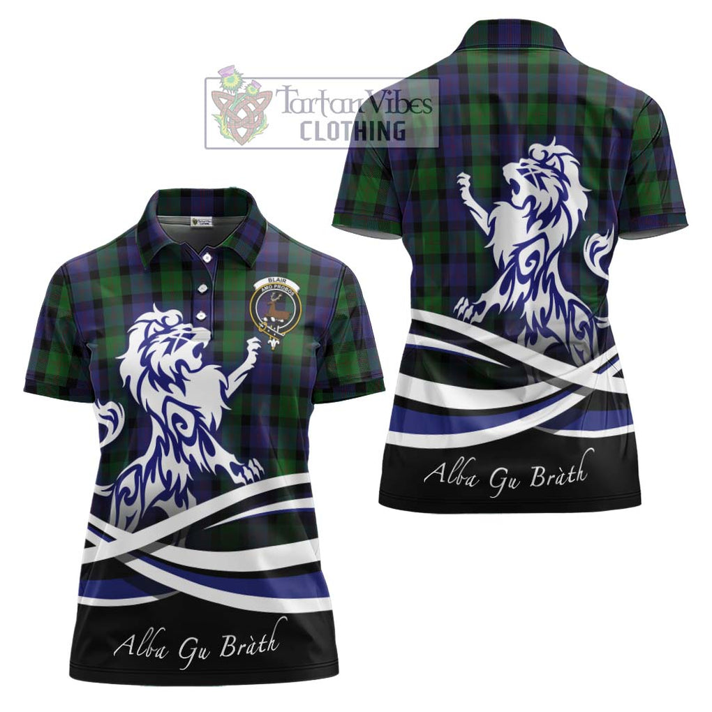 Blair Tartan Women's Polo Shirt with Alba Gu Brath Regal Lion Emblem Women - Tartanvibesclothing Shop