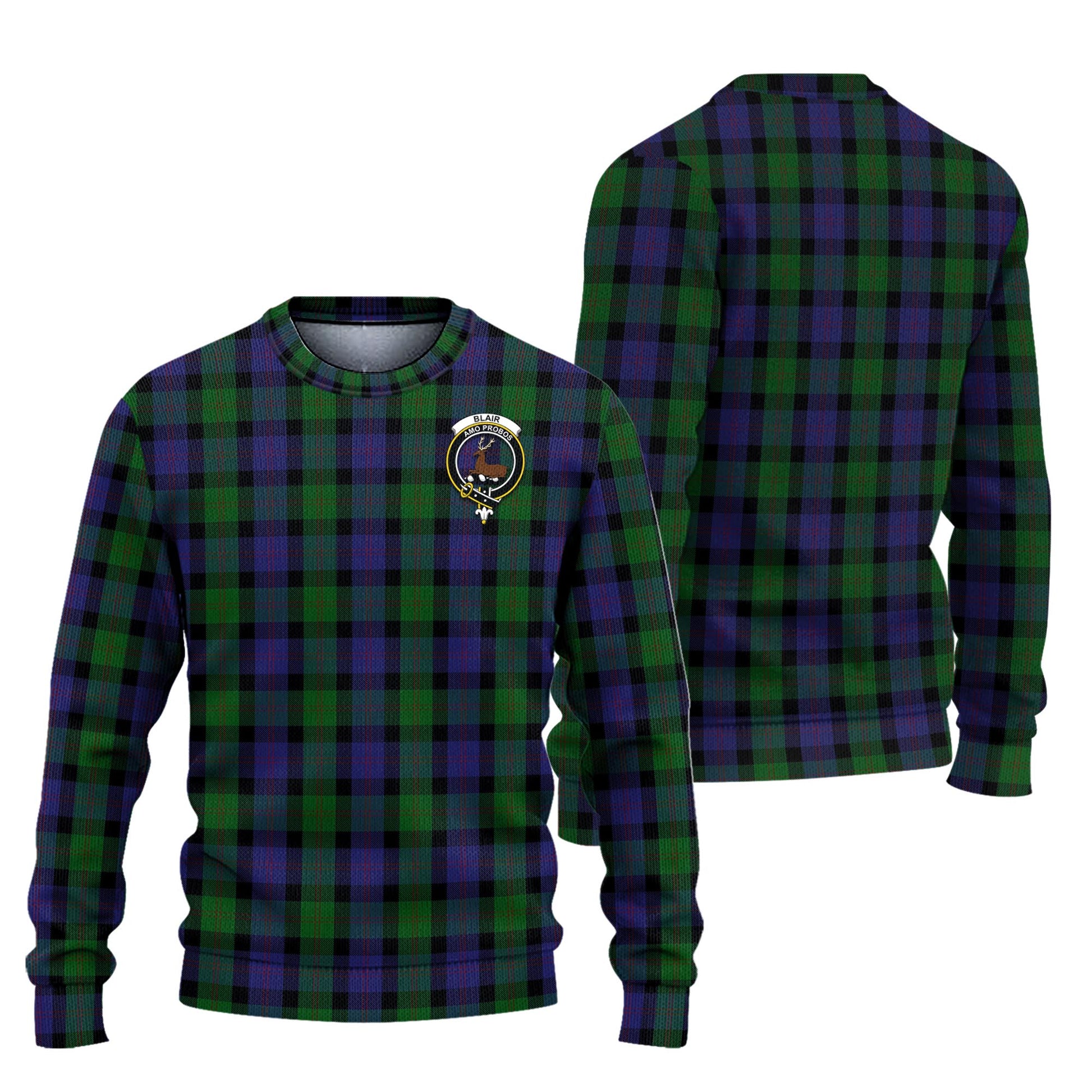 Blair Tartan Knitted Sweater with Family Crest Unisex - Tartanvibesclothing