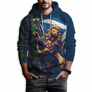 Blair Tartan Family Crest Hoodie with Scottish Majestic Lion