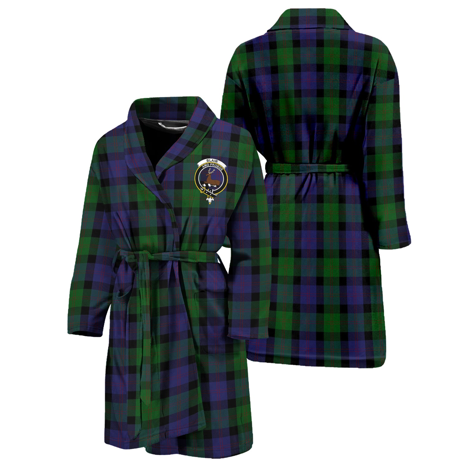 Blair Tartan Bathrobe with Family Crest Unisex S - Tartan Vibes Clothing