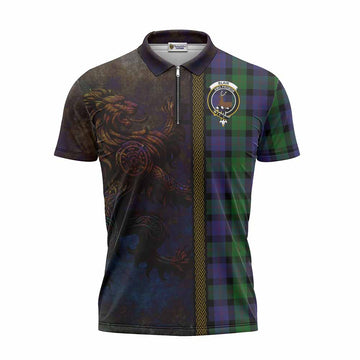 Blair Tartan Family Crest Zipper Polo Shirt Alba Gu Brath Be Brave Lion Ancient Style Unisex - Tartan Vibes Clothing