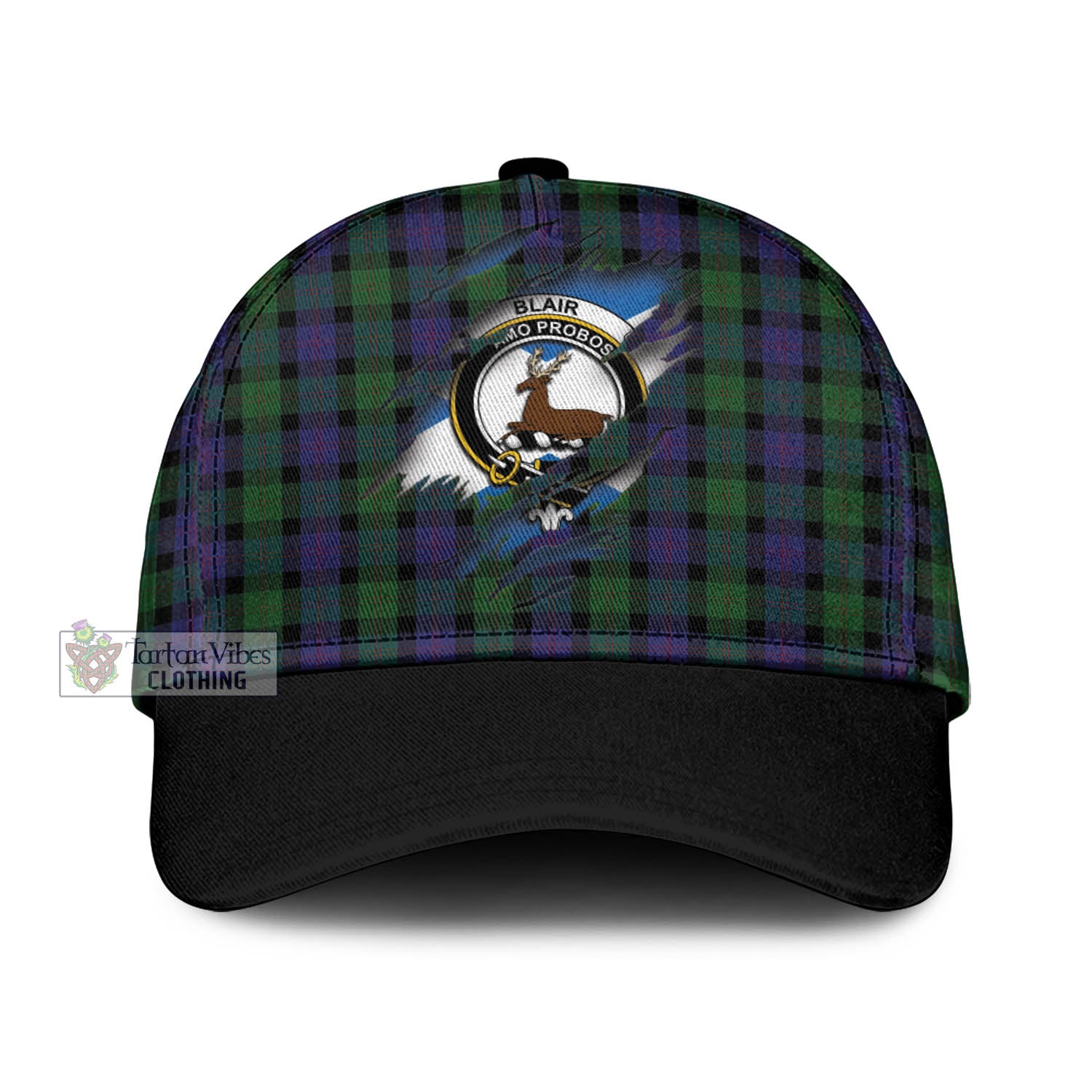 Tartan Vibes Clothing Blair Tartan Classic Cap with Family Crest In Me Style