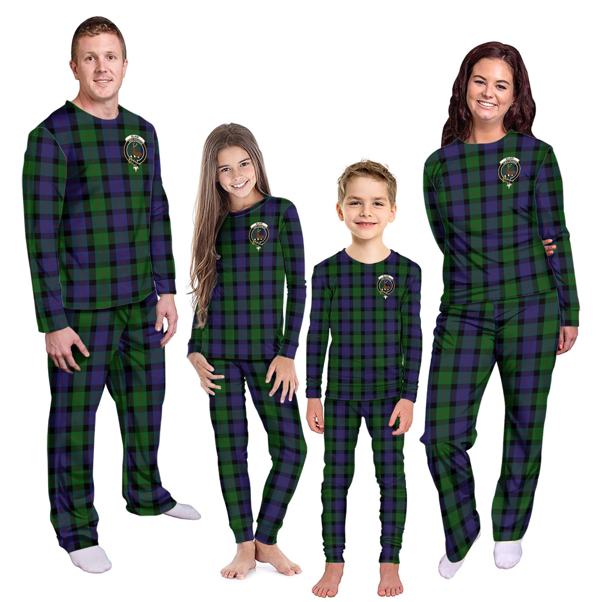 Blair Tartan Pajamas Family Set with Family Crest Kid - Tartan Vibes Clothing