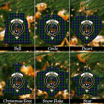 Blair Tartan Christmas Ceramic Ornaments with Family Crest